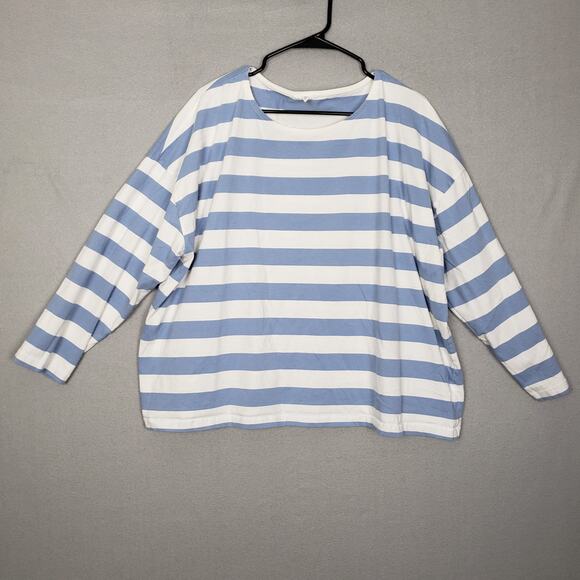 Maurices 2X Long Sleeve Stripe Fisherman Tee Light Blue White Nautical Preppy - Picture 1 of 8
